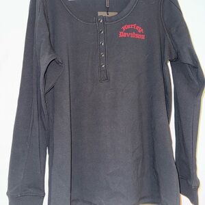 Harley-Davidson Black Henley Long Sleeve Top 2XL NWT